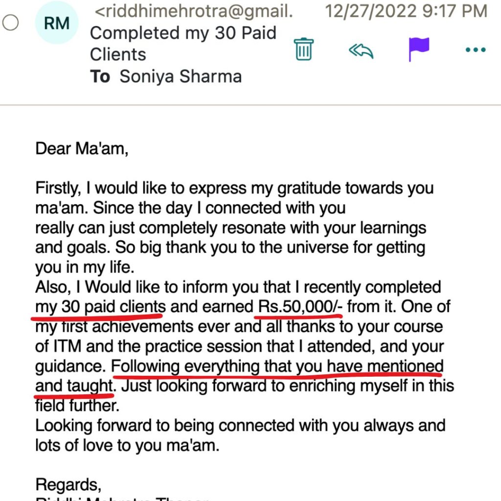 ridhi testimonial